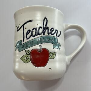 Sheffield Home Teacher Simply the Best Coffee Mug Apple Theme White Green Red